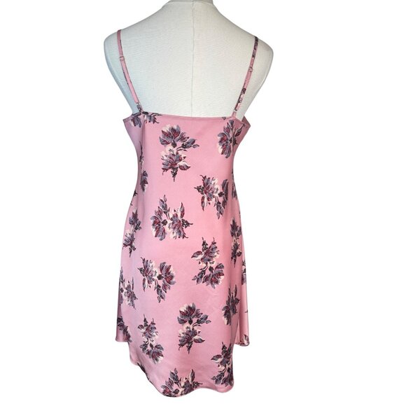 Pink Floral Size 6 Satin Slip Dress Adjustable Straps Soft Feminine Fit Mini - Picture 2 of 10